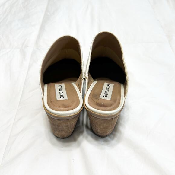 Steve Madden Alanna Mule Heels Croc Embossed Ivory Block Heel Mules 8M EUC - Picture 5 of 9